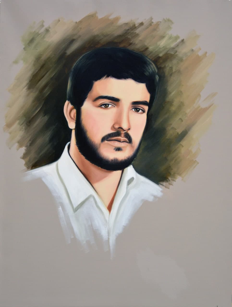 نقاشی چهره شهید ولی الله مرشدی